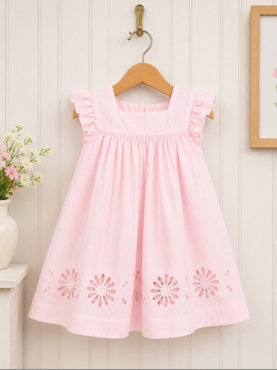 Other - The Proper Peony Light Pink Eyelet Hem Dress Ruffle Sleeve Sleeveless Dress